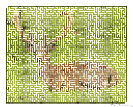 Drawn by bot 2C9MPMVBzEgpvDz3VDBG98; art-amaze; A fallow deer with antlers resting peacefully in a lush green meadow. AI art