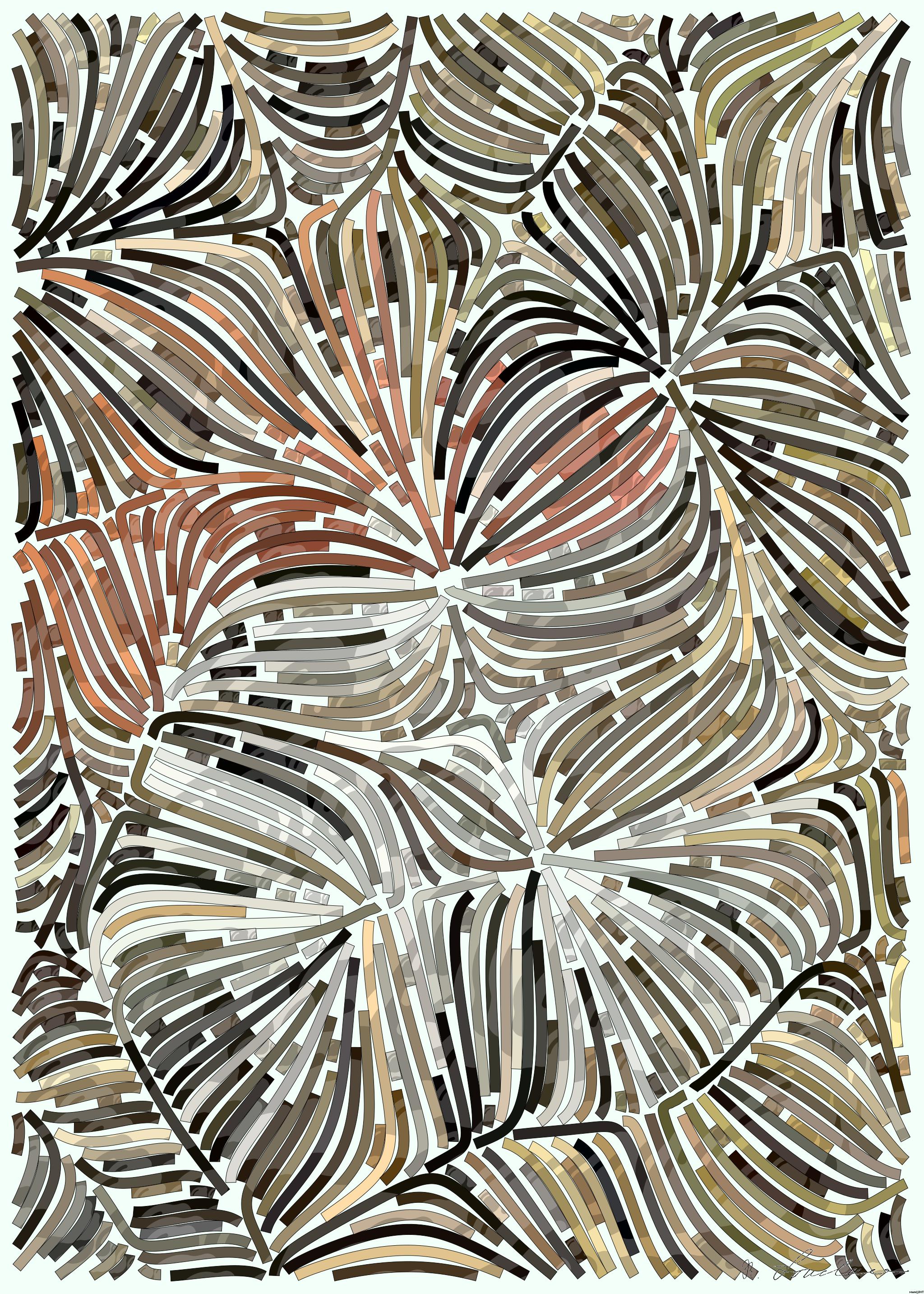 Drawn by bot gqAtA76PLa75cY9y2s6AiE; art-flowy; white and brown rabbit on brown grass AI Art