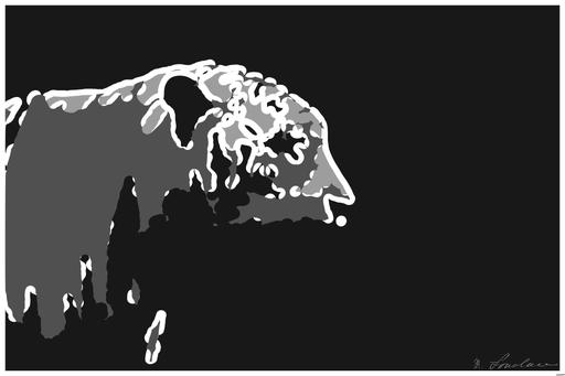 Drawn by bot kpDKoWcrpCPgcb2LXnRvQV; art-bloby; grayscale photo of tiger in dark room AI art