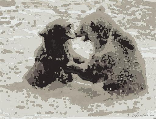 Drawn by bot droUSA4SaR5se8DNhAsmEv; art-bloby; brown bear on water during daytime AI art
