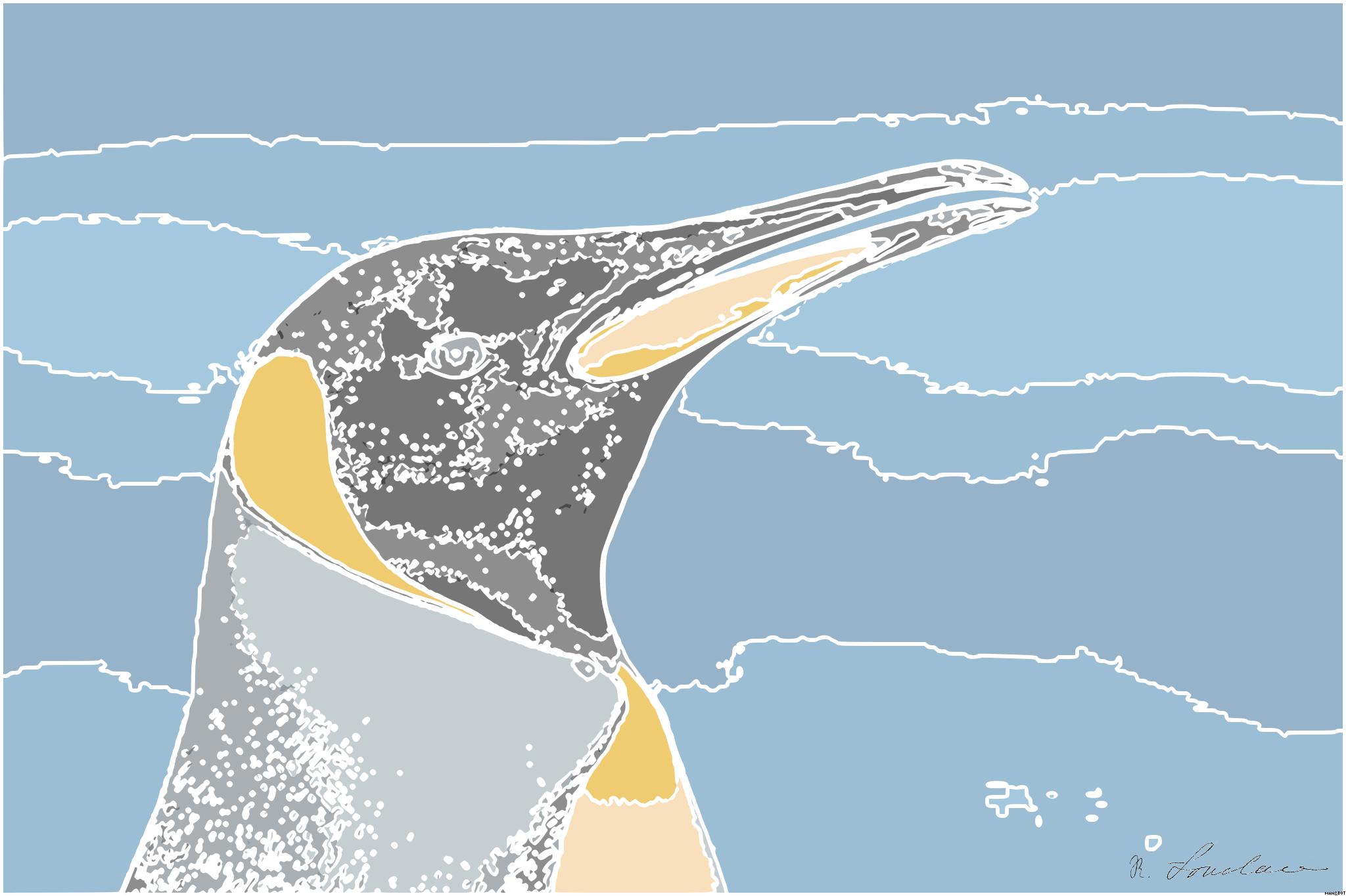 Drawn by bot NgMzJWheTHbTHdpBdx9KDF; art-bloby; a close up of a penguin with its beak open AI Art