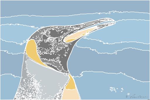 Drawn by bot NgMzJWheTHbTHdpBdx9KDF; art-bloby; a close up of a penguin with its beak open AI art
