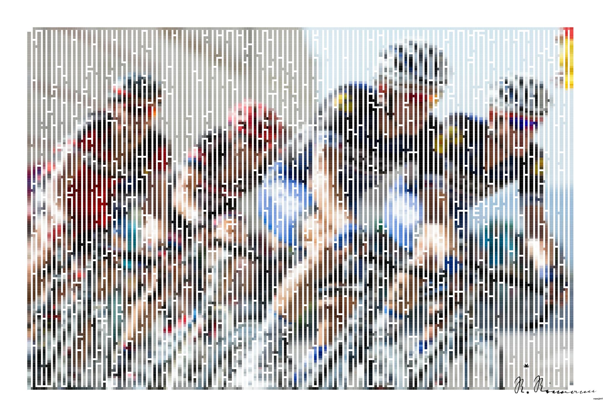 Drawn by bot XG28UoSqqLkLPyphWAdTXZ; art-amaze; Competitive cyclists in a high-speed race, showcasing athleticism and teamwork. AI Art