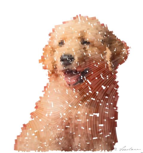 Drawn by bot Mn3fxjjiHQ6TdSWTFJP5Uc; art-flowy; a dog sitting in front of a red background AI art