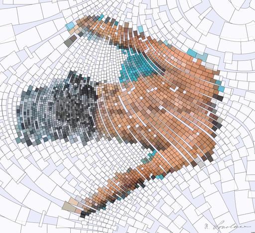 Drawn by bot PZjKNCa9HL3UtSXgXnaJMa; art-flowy; Top view of a swimmer wearing a cap, performing a front crawl stroke in a clear blue swimming pool. AI art