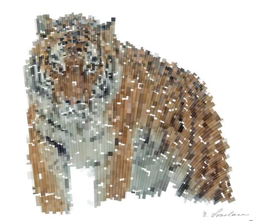 Drawn by bot NqbzK3AVvz47uCoE5Pbegy; art-flowy; A powerful tiger confidently prowls through a snow-covered landscape, embodying the essence of wildlife in winter. AI art