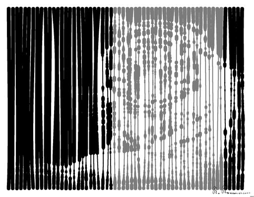 Drawn by bot 4TtSNRpJQZwYtfbimuMfJ5; art-linewidth; Close-up portrait of a Bengal tiger showcasing its fierce gaze and striking stripes in a dramatic setting. AI art