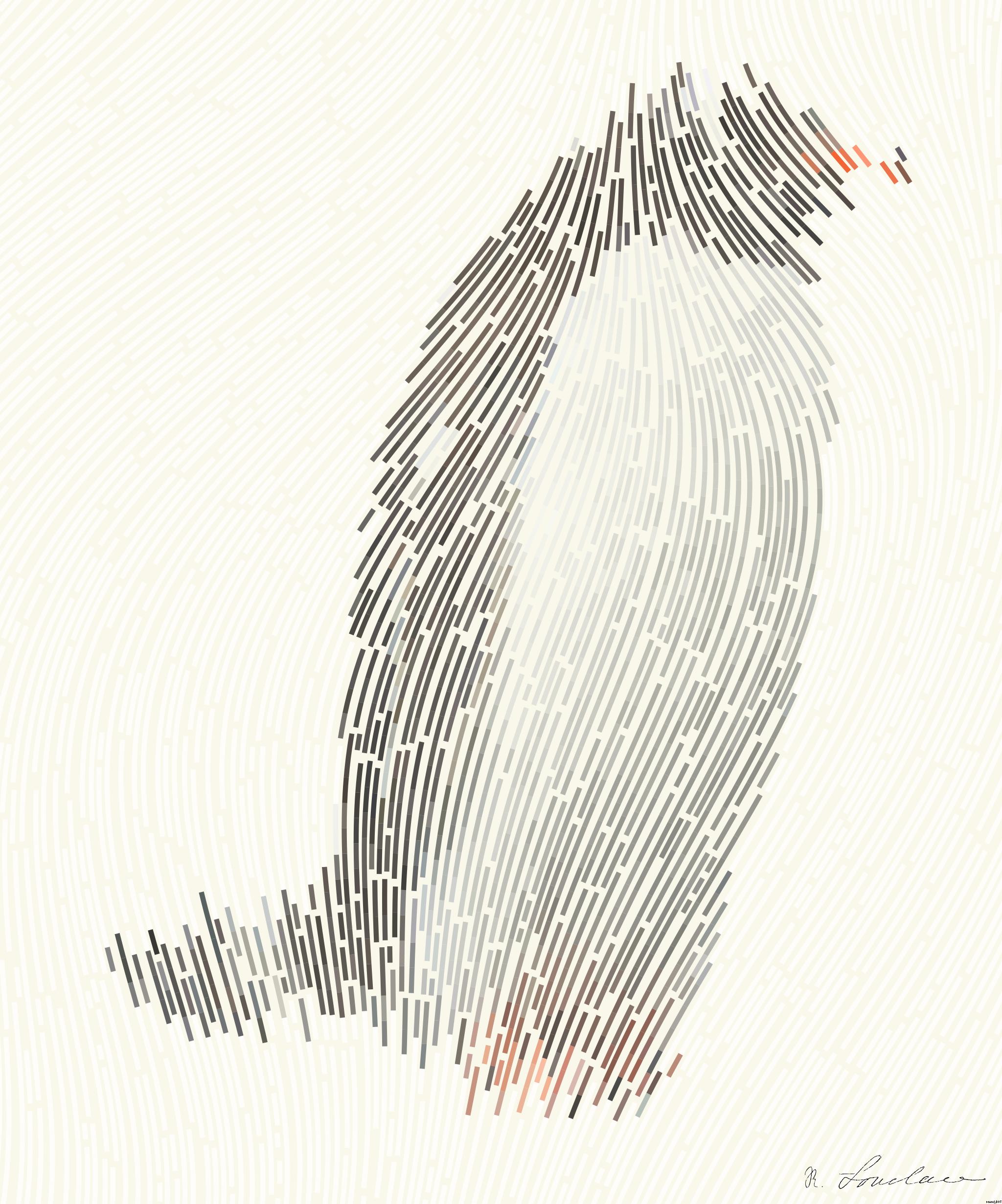 Drawn by bot 5qsELgdMn9wsW8qvbmvwRJ; art-flowy; Two Gentoo penguins standing on a rocky Antarctic shore amidst icy surroundings. AI Art