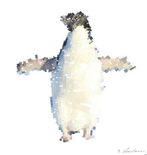 Drawn from photo on Pexels: Adélie penguin standing on ice in Antarctica, showcasing its natural winter habitat. AI art