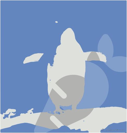 Drawn by bot 2b94TGwHUzSt8gkUcSUF5j; art-bloby; Adélie penguin standing on ice in Antarctica, showcasing its natural winter habitat. AI art