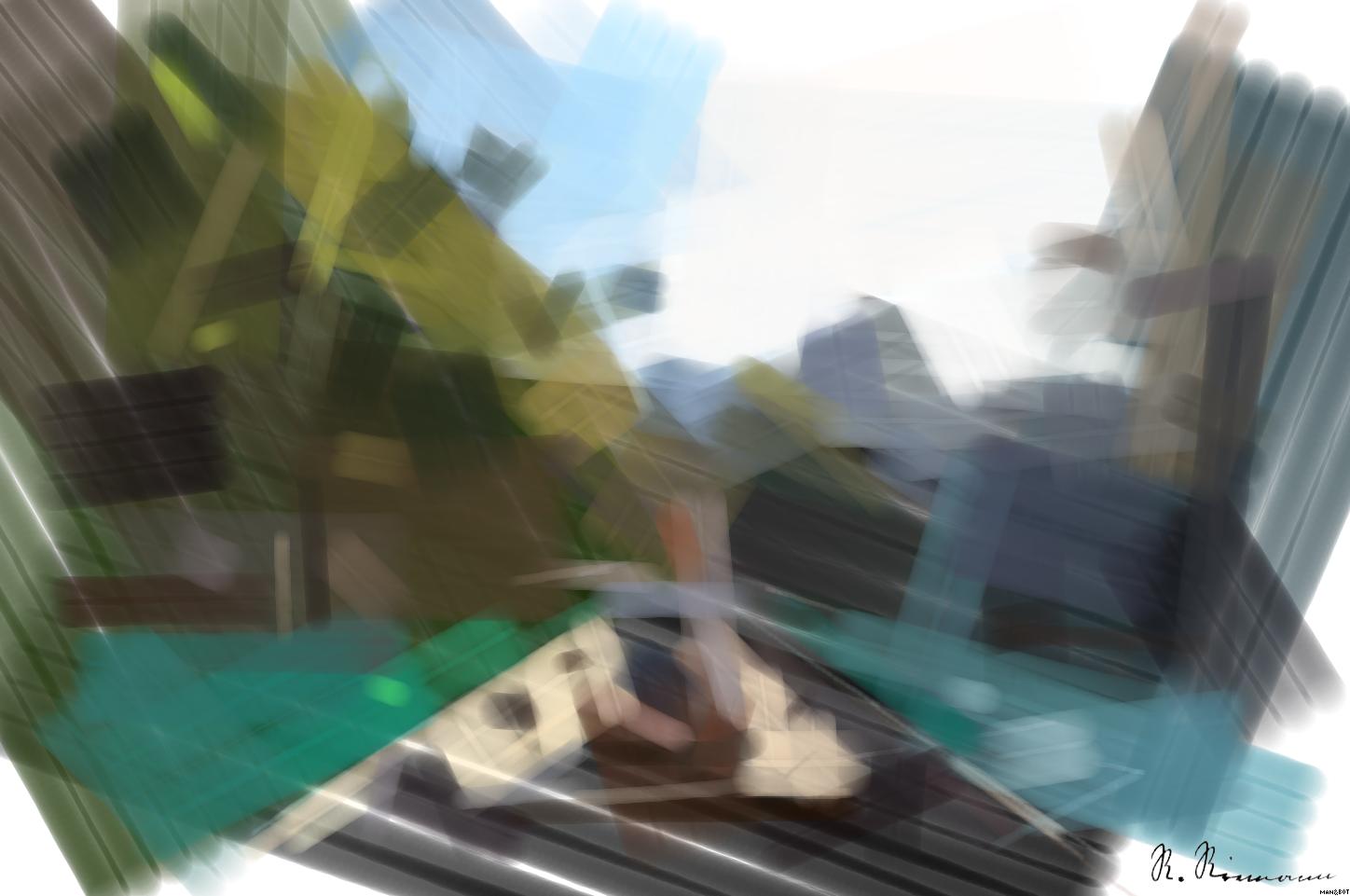 Drawn by bot Lfd9FehVcixcUGTF7ooskf; art-primitive-paintbrush-ii; Asian woman relishing a serene boat journey through the lush karst landscape of Thailand's Khlong Sok. AI Art