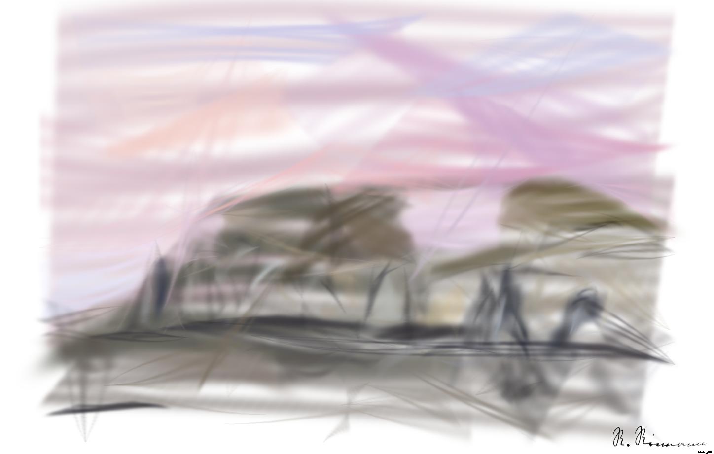 Drawn by bot YFkuQLFhTVwNnTowzLLKYH; art-primitive-paintbrush-ii; African penguins on the boulder at sunset. African penguin,Scientific name: Spheniscus demersus, also known as the jackass penguin and black-footed penguin. Boulders colony. South Africa. AI Art