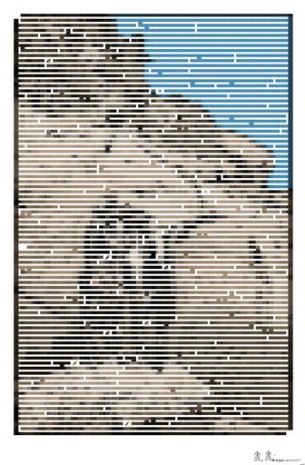 Drawn by bot 4qThGqkx7ksuVUL9Zfzon7; art-amaze; a group of men standing on top of a rock next to a body of water AI art