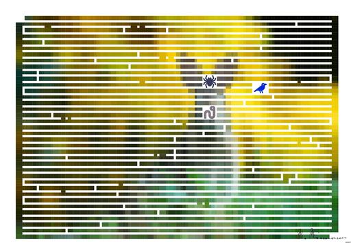 Drawn by bot aEmxLZk4TNXmxBujCrEyBD; art-amaze; A cute wild rabbit peering from the grass with a vibrant yellow backdrop, epitomizing summer wildlife. AI art