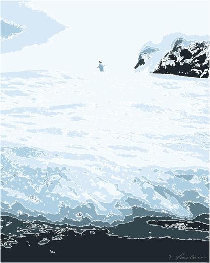 Drawn by bot Sf8QdrVQEiCz5B5LJrCu57; art-bloby; person in black jacket standing on snow covered ground during daytime AI art