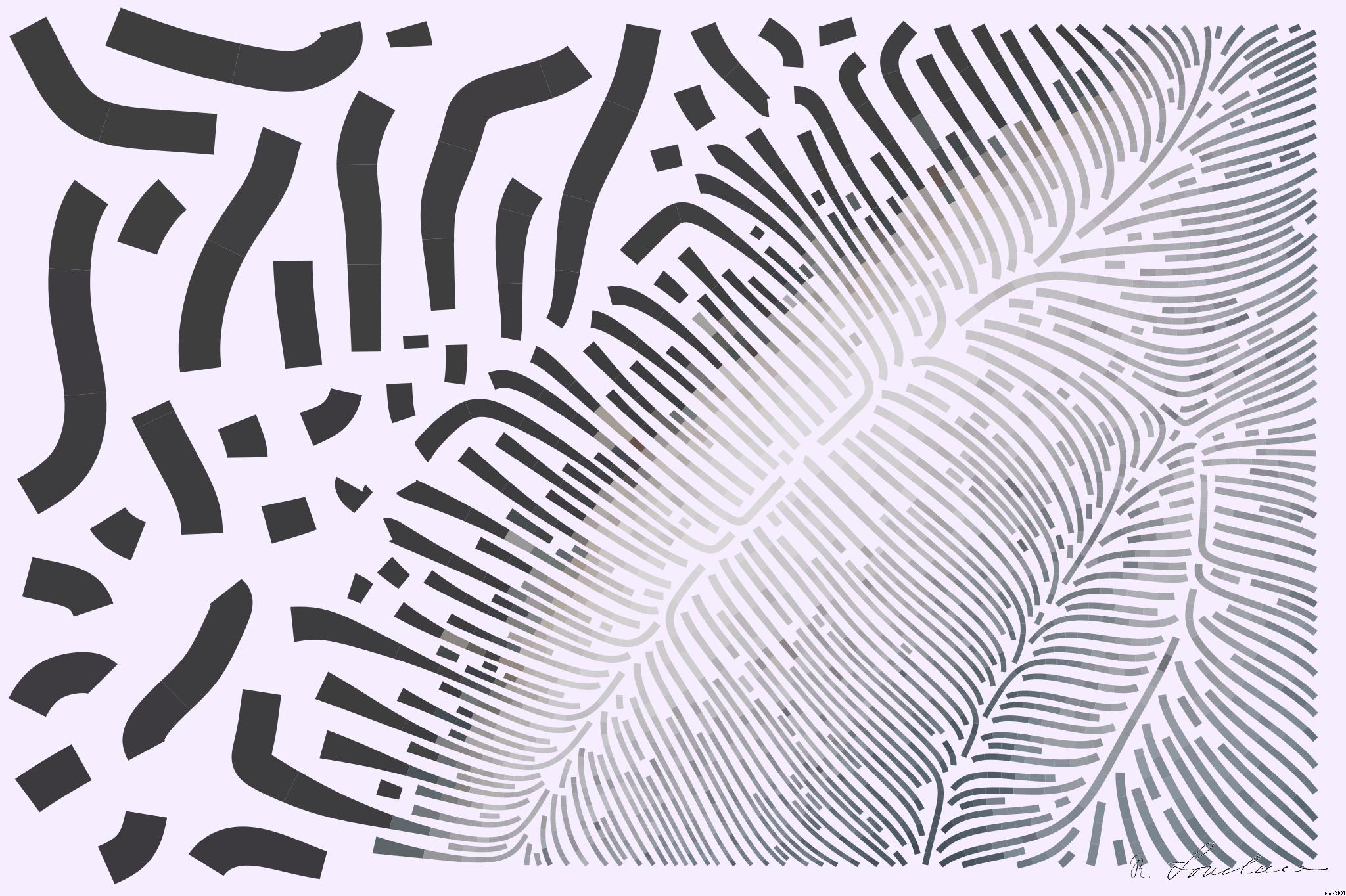 Drawn by bot AEBDJmAew2vs9Fe8QFNgtx; art-flowy; Detailed close-up shot of a horse's braided mane secured with rubber bands. AI Art