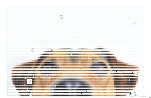 Drawn by bot QLG5shL9W7CKSueDrDerFK; art-amaze; Adorable close-up of a brown dog's face with a curious expression and focus on its eyes and nose. AI art
