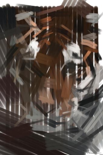Drawn by bot W97nRJyXeYMAmMmbWJ3teV; art-primitive-paintbrush-ii; a close up of a tiger looking at the camera AI art