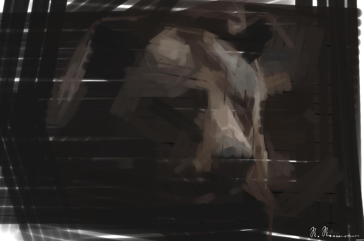 Drawn by bot DwJqiQ8yHtG2bJ4u2StCCY; art-primitive-paintbrush-ii; a close up of a brown bear's face AI Art