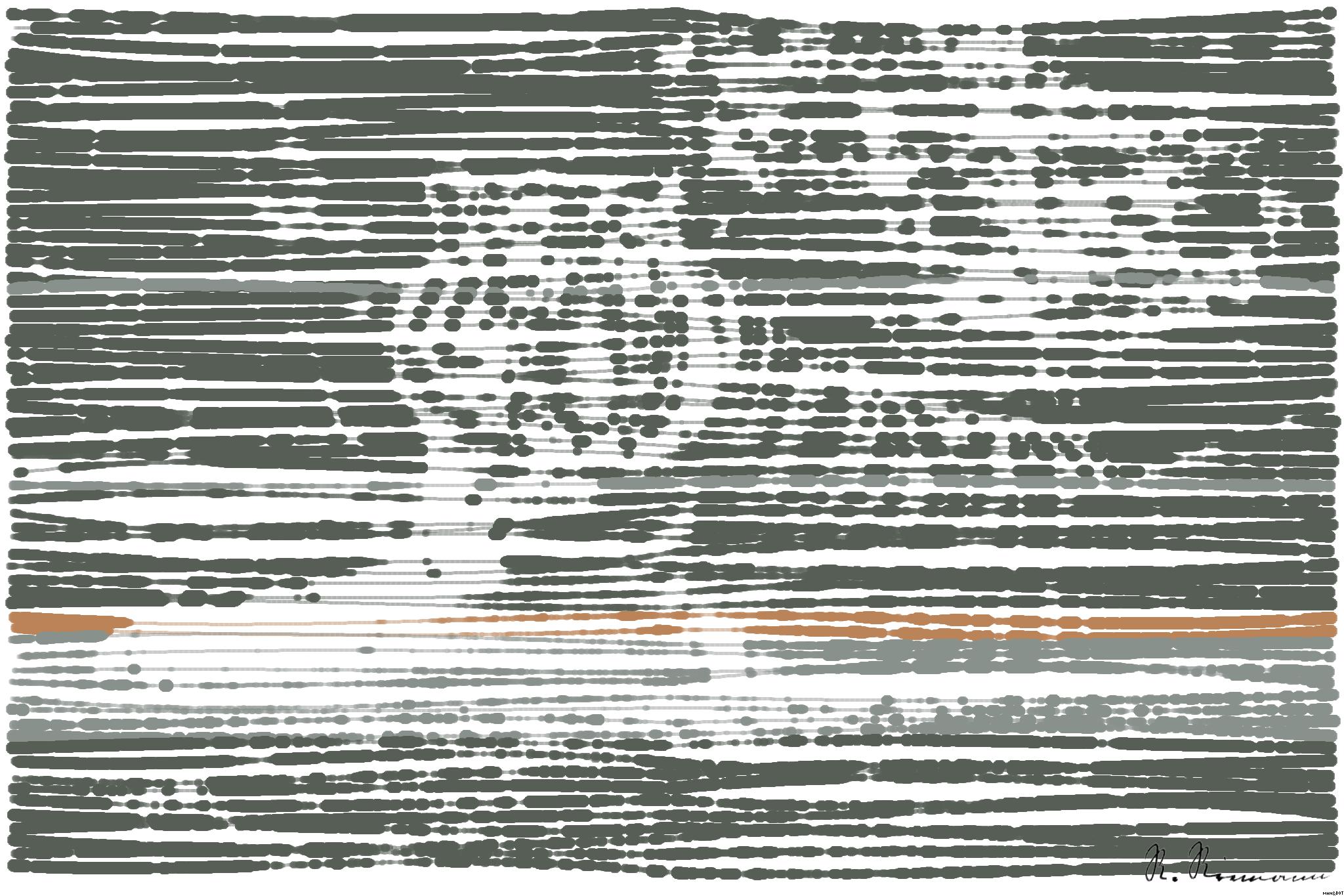 Drawn by bot Q5mKh88WcPPUHvf89d6idr; art-linewidth; orange tiger on grey concrete flooring AI Art