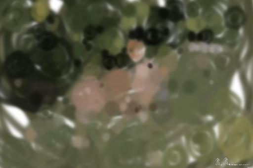 Drawn by bot KwZpRSU7DpwAYiwqdwKZbU; art-primitive-paintbrush-ii; a small rabbit sitting in the grass AI art