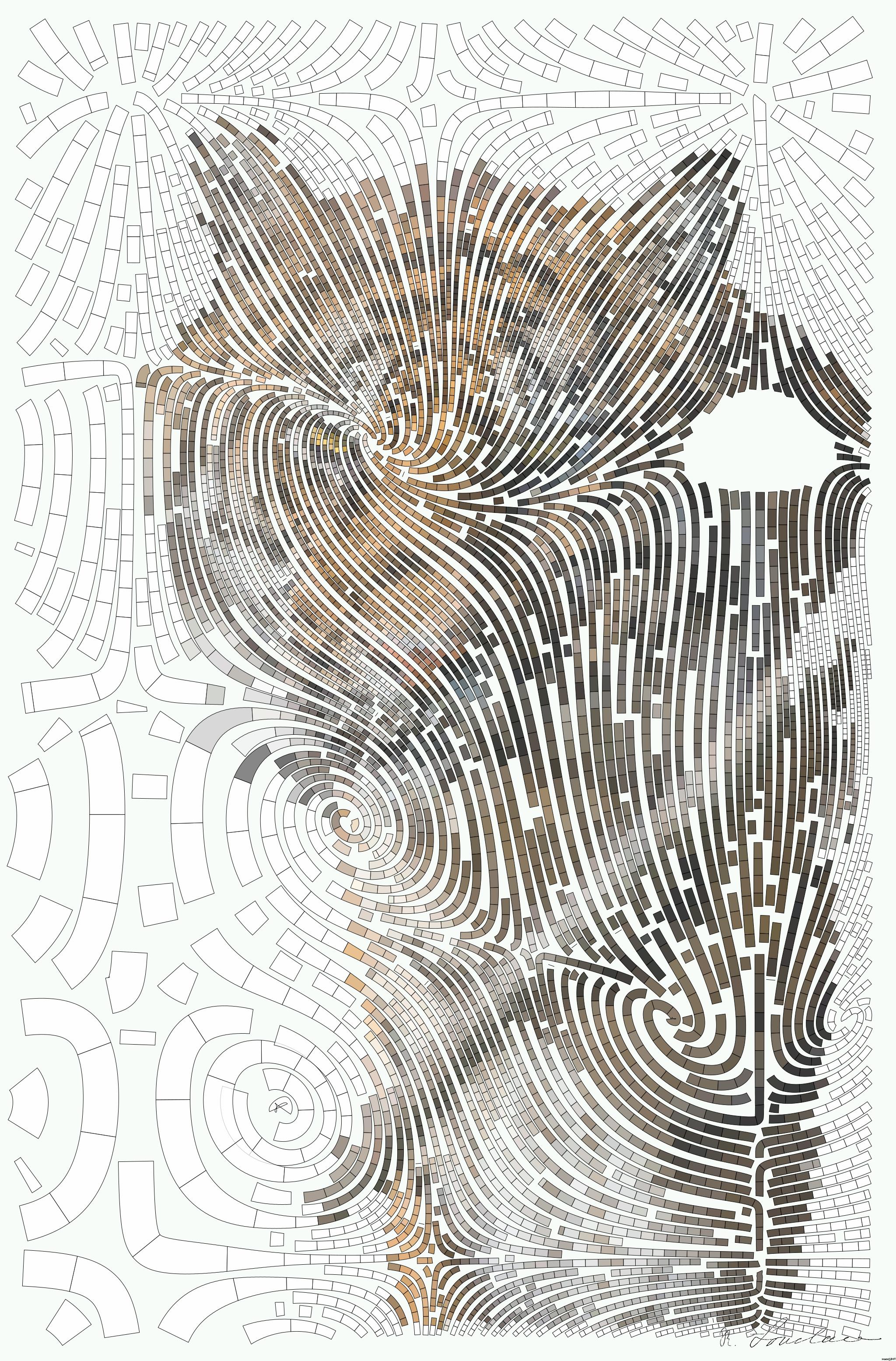 Drawn from photo on Pexels: Close-up portrait of a Bengal tiger showcasing its fierce and majestic presence. AI Art