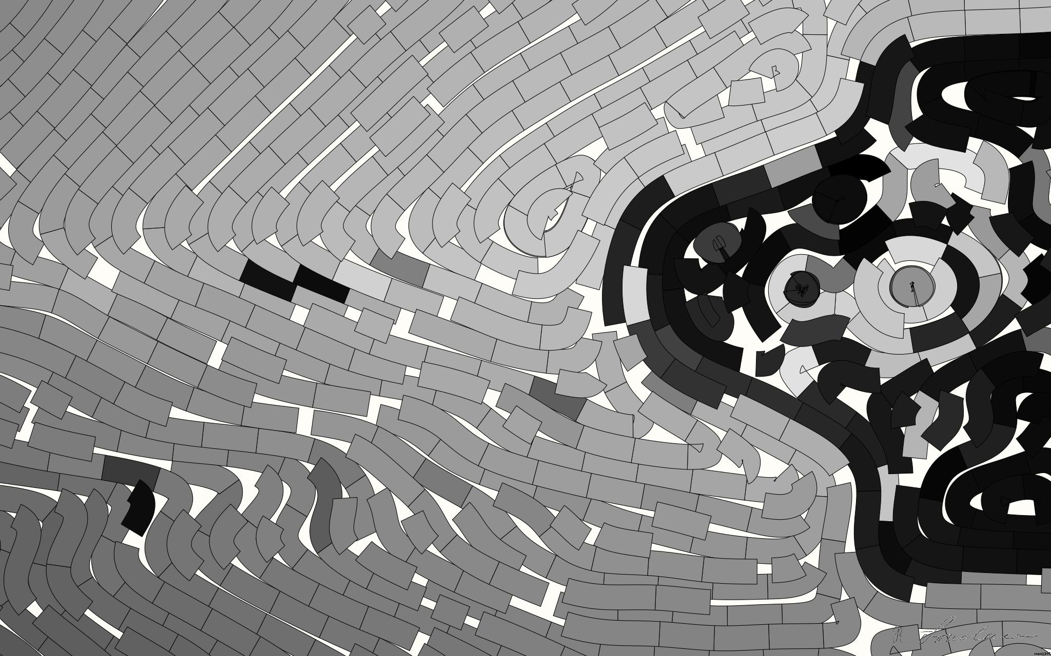 Drawn by bot 5uyzn2HhnT4bokinav4dpH; art-flowy; A striking minimalist black and white image featuring architectural reflections on glass surfaces. AI Art