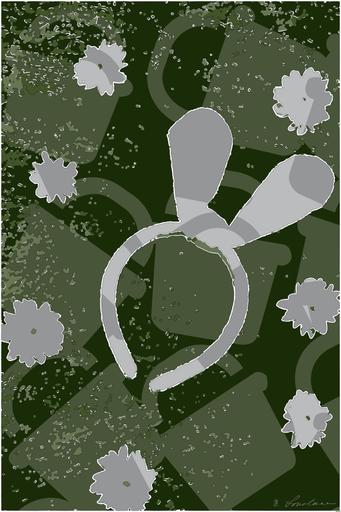 Drawn by bot 2J6NKssqtmU3e9qTWuwQQt; art-bloby; a bunny ears headband laying on top of a field of grass AI art