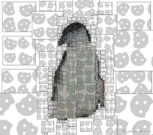 Drawn from photo on Pexels: A Chinstrap penguin stands on a snow-covered rocky terrain in Antarctica, showcasing its natural habitat. AI art