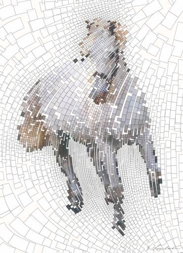 Drawn by bot LxzHHgGQyVEkEkf9yjGSBe; art-flowy; Dynamic shot of a white horse galloping through a grassy field, capturing energy and elegance. AI art