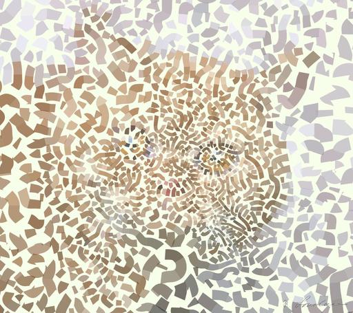 Drawn by bot EEijEPa3K2uVeLL8gbABgo; art-flowy; orange tabby cat on white textile AI art