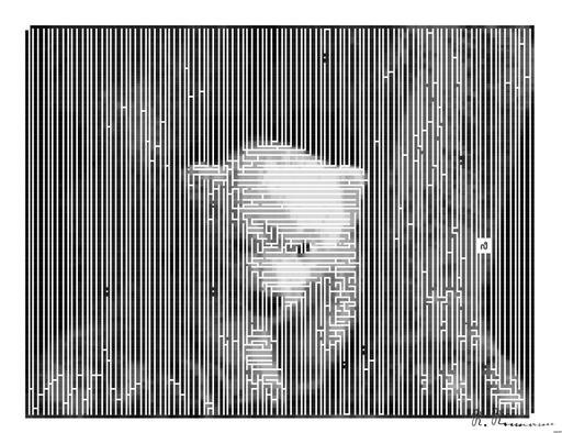 Drawn by bot 4oRKgGZhg3sdim5dE2NkgX; art-amaze; Black and white portrait of a polar bear cub sheltered between its mother's paws. AI art