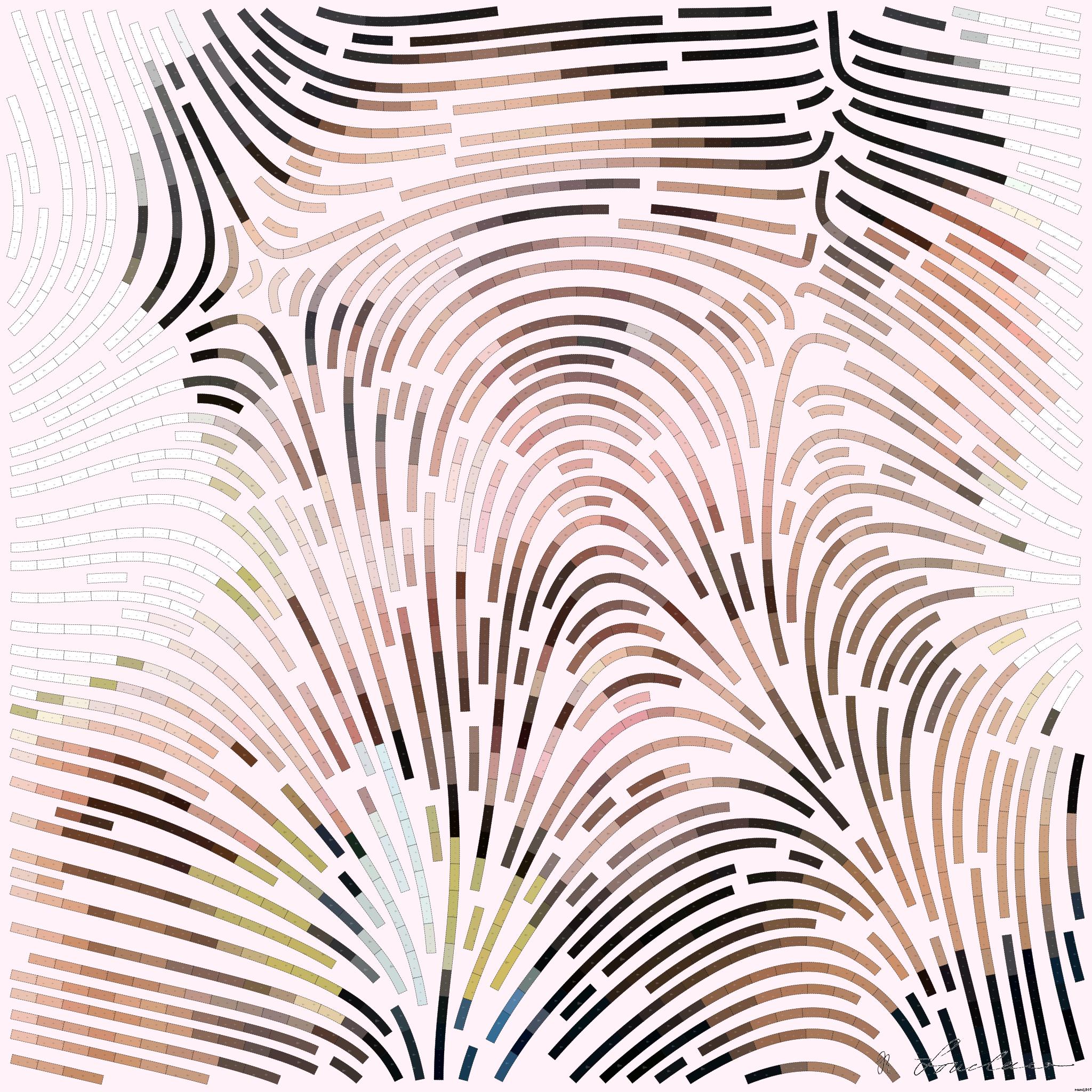 Drawn by bot WZ9HnzTy8p3aVwpuBbmfwF; art-flowy; Portrait of young man talking on the phone while sitting on bench outdoors. Urban concept. AI Art