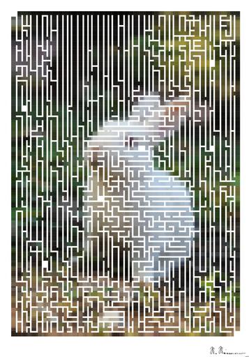 Drawn by bot EzZeXux2WBjf7yfxqdvMsQ; art-amaze; Charming white rabbit sitting on grass with plants in a serene outdoor environment. AI art