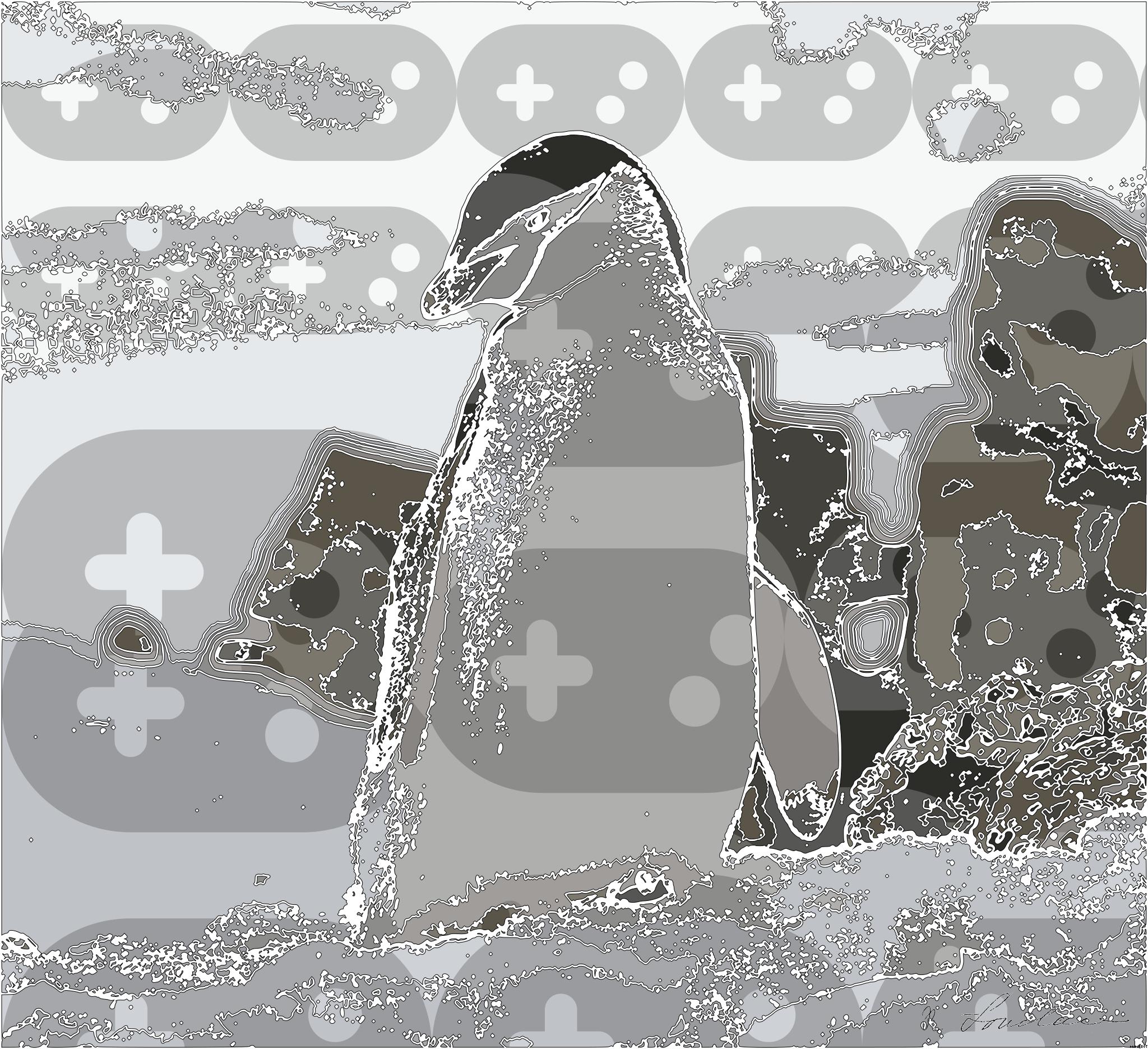 Drawn by bot NnuuSojk78WvjVSshBad8t; art-bloby; A Chinstrap penguin stands on a snow-covered rocky terrain in Antarctica, showcasing its natural habitat. AI Art