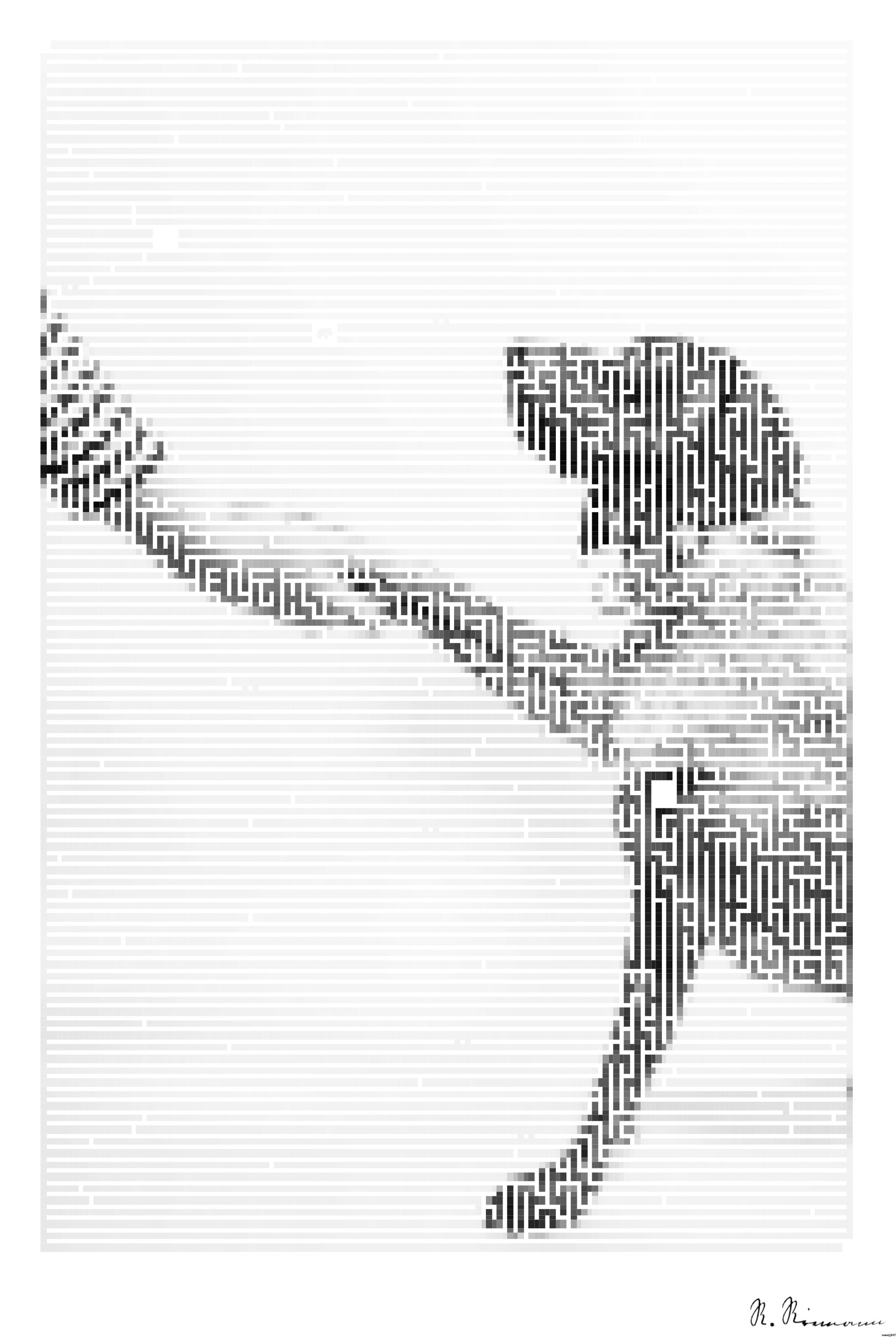 Drawn by bot eY53wja8M72tYmhtVPbWPh; art-amaze; grayscale photo of person and dog holding hands AI Art