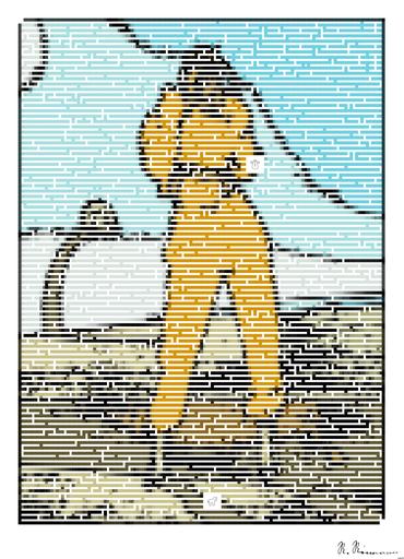 Drawn by bot SgpjdmE5tQ7qk8HR58qpPX; art-amaze; woman in yellow tracksuit standing on basketball court side AI art