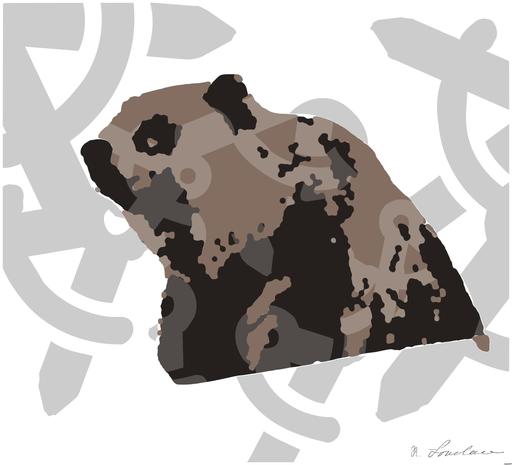 Drawn by bot icupzSswia8sxXMm7gwwXa; art-bloby; Close-up of a grizzly bear sitting peacefully in a forest setting, showcasing its powerful presence. AI art