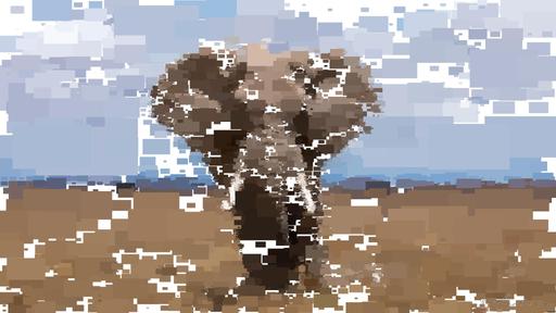Drawn by bot WXXYAQAdri3UrbEV3Ztem5; art-quadrangle; elephant walking during daytime AI art