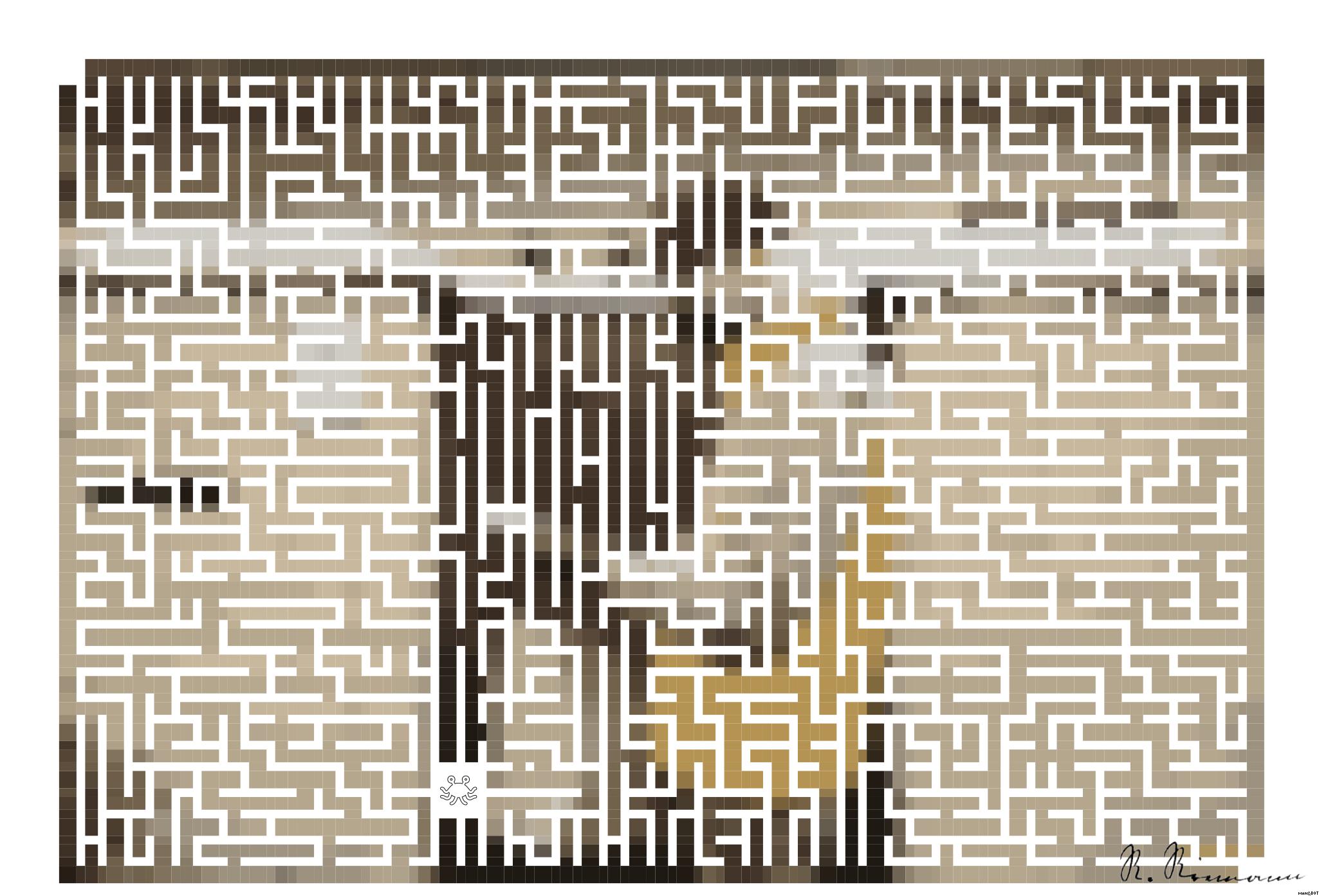 Drawn by bot FSfLGKZkQV7Vz4P3Si3jB3; art-amaze; Delivery person wearing mask and gloves, holding a paper bag by a brick wall and gate. AI Art