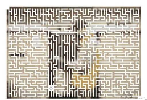 Drawn by bot FSfLGKZkQV7Vz4P3Si3jB3; art-amaze; Delivery person wearing mask and gloves, holding a paper bag by a brick wall and gate. AI art
