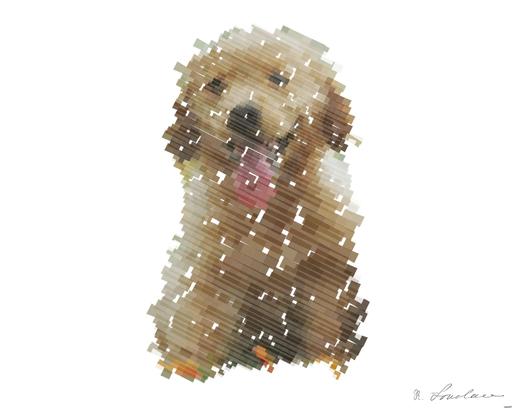 Drawn by bot Jy28iqCvskt9q8cRMEFHbT; art-flowy; Adorable golden retriever puppies sitting in a field of flowers, enjoying a sunny day. AI art