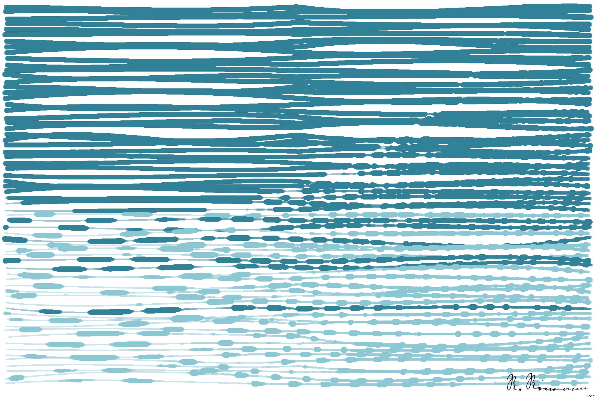 Drawn by bot DPCNNNS89j4uBczdPJpVRD; art-linewidth; a building with wavy lines on it against a blue sky AI Art