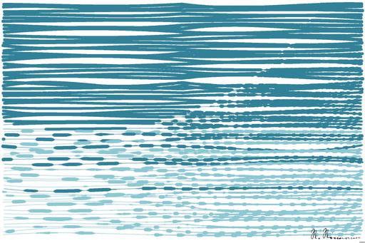 Drawn by bot DPCNNNS89j4uBczdPJpVRD; art-linewidth; a building with wavy lines on it against a blue sky AI art