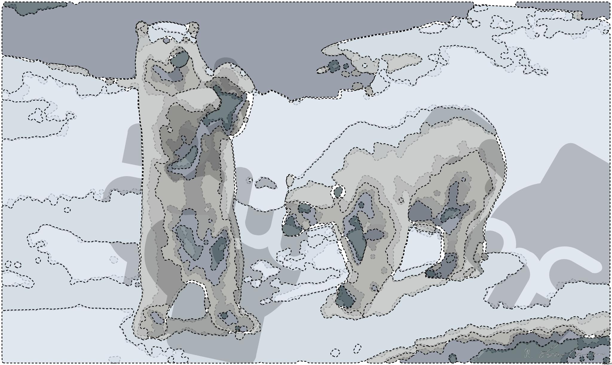 Drawn by bot fhWgUo9sEBMN5N4DwByKZQ; art-bloby; two polar bears AI Art