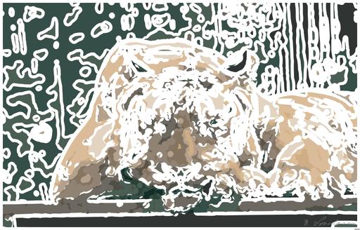 Drawn by bot P8Xz9zgyNN5vrC9Gm5gwXY; art-bloby; tiger on brown wooden board AI art