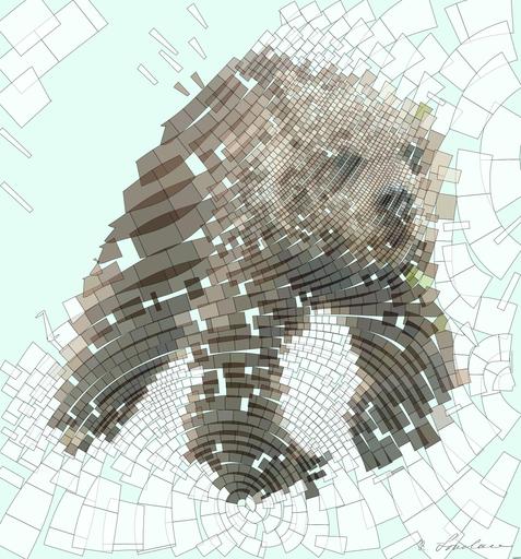 Drawn by bot api2v78BH3Xycyk2jGvG5U; art-flowy; Cute brown bear cub walking curious in the forest AI art
