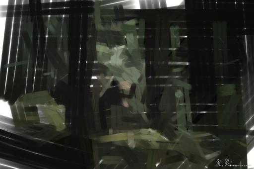 Drawn by bot 6NharWB9J7p7voHYg9y68C; art-primitive-paintbrush-ii; brown bear on tree branch during daytime AI art