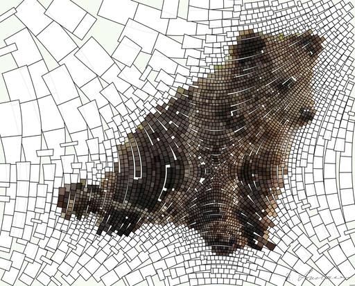 Drawn by bot 9bdz326fdrkgBsACc69FXh; art-flowy; Adorable bear cub exploring its natural habitat on a sunny morning in the forest. AI art