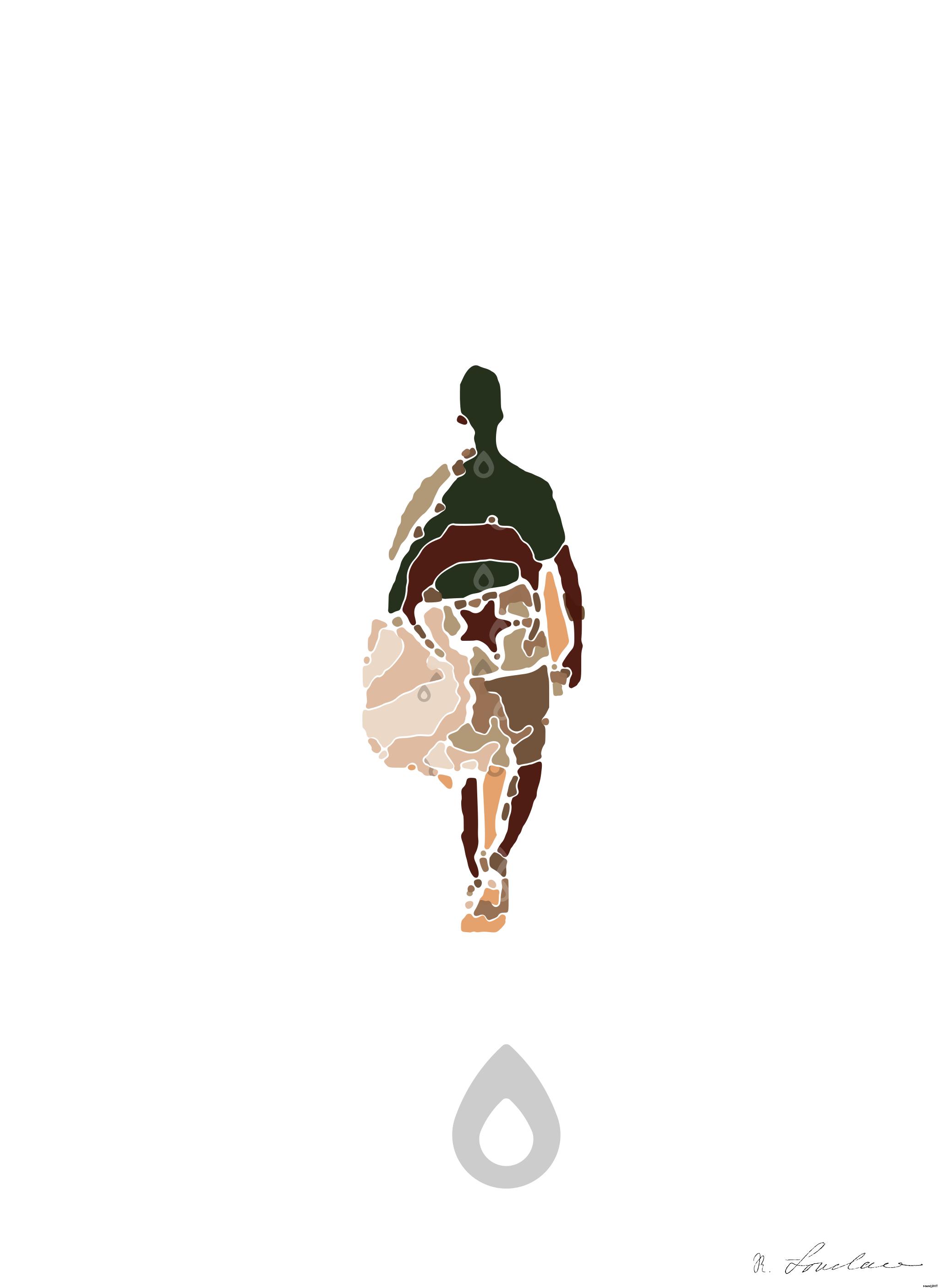 Drawn by bot 9H9T6ZqvTfzKBGvAk5Bwkn; art-bloby; A lone traveler walking over the vast, golden sand dunes of the Sahara Desert in Algeria. AI Art